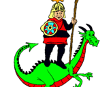 Dibuix Sant Jordi i el drac pintat per DANI