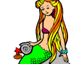 Dibuix Sirena amb cargol pintat per ELENA