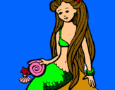 Dibuix Sirena amb cargol pintat per Julia manero