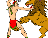 Dibuix Gladiador contra lleó pintat per Asmae