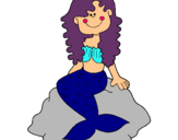Dibuix Sirena asseguda en una roca  pintat per aina