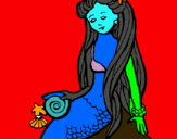 Dibuix Sirena amb cargol pintat per carlota2