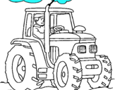 Dibuix Tractor en funcionament  pintat per eli