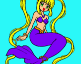 Dibuix Sirena amb perles pintat per clareta