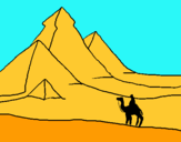 Dibuix Paisatge amb piràmides pintat per marçal