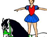 Dibuix Trapezista a sobre de cavall pintat per maria