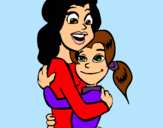 Dibuix Mare i filla abraçades pintat per Helena