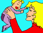 Dibuix Mare amb la seva nadó pintat per kira