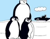 Dibuix Família pingüí  pintat per andrea  solè