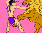 Dibuix Gladiador contra lleó pintat per aziz x F