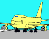Dibuix Avió en pista  pintat per granada jordi