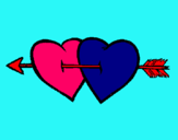 Dibuix Dos cors amb una fletxa pintat per YUE 