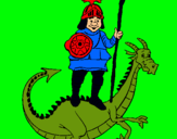 Dibuix Sant Jordi i el drac pintat per  sony  chandnani