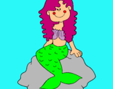 Dibuix Sirena asseguda en una roca  pintat per laia   s.