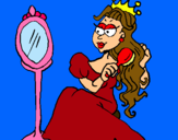 Dibuix Princesa i mirall pintat per tossal del lluc