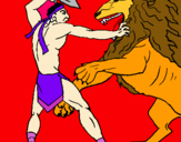 Dibuix Gladiador contra lleó pintat per aziz G