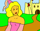 Dibuix Princesa i castell pintat per PEPETA