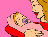 Dibuix Mare amb la seva nadó II pintat per laura