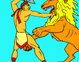 Dibuix Gladiador contra lleó pintat per eli chula