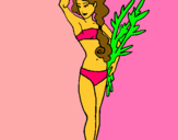 Dibuix Romana amb vestit de bany pintat per la noia de bikini