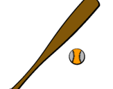 Dibuix Bat i bola de beisbol pintat per marti