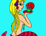 Dibuix Sirena i perla pintat per anònim