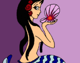 Dibuix Sirena i perla pintat per maqrina17
