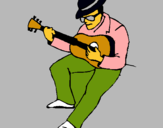 Dibuix Guitarrista amb barret  pintat per mª rosa