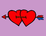 Dibuix Dos cors amb una fletxa pintat per isabelita