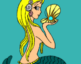 Dibuix Sirena i perla pintat per anne