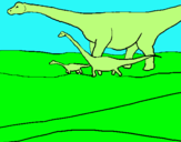 Dibuix Família de Braquiosauris pintat per Dinusaures