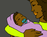 Dibuix Mare amb la seva nadó II pintat per Aitana i Júlia