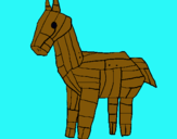 Dibuix Cavall de Troia pintat per cavall de trolla Gresia