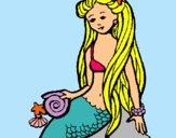 Dibuix Sirena amb cargol pintat per llapsus
