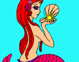 Dibuix Sirena i perla pintat per caterina