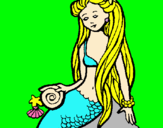 Dibuix Sirena amb cargol pintat per victor mercade