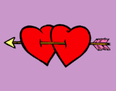 Dibuix Dos cors amb una fletxa pintat per Laura Duart 