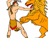 Dibuix Gladiador contra lleó pintat per arnau sellabona