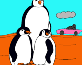 Dibuix Família pingüí  pintat per anònim