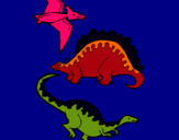 Dibuix Tres classes de dinosauris  pintat per GUILLEM