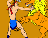 Dibuix Gladiador contra lleó pintat per jan