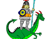 Dibuix Sant Jordi i el drac pintat per Cavaller Gerard