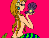 Dibuix Sirena i perla pintat per Berta