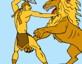 Dibuix Gladiador contra lleó pintat per ONA