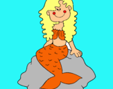 Dibuix Sirena asseguda en una roca  pintat per Tete