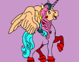 Dibuix Unicorn amb ales pintat per sirena ares