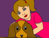 Dibuix Nena abraçant al seu gos  pintat per Ariadna