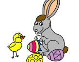 Dibuix Pollet, conillet i ous pintat per ARNAU VILA BELLIDO