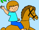 Dibuix Cavall pintat per caval i nen petit