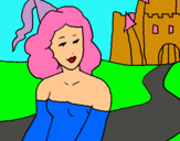 Dibuix Princesa i castell pintat per HELENA